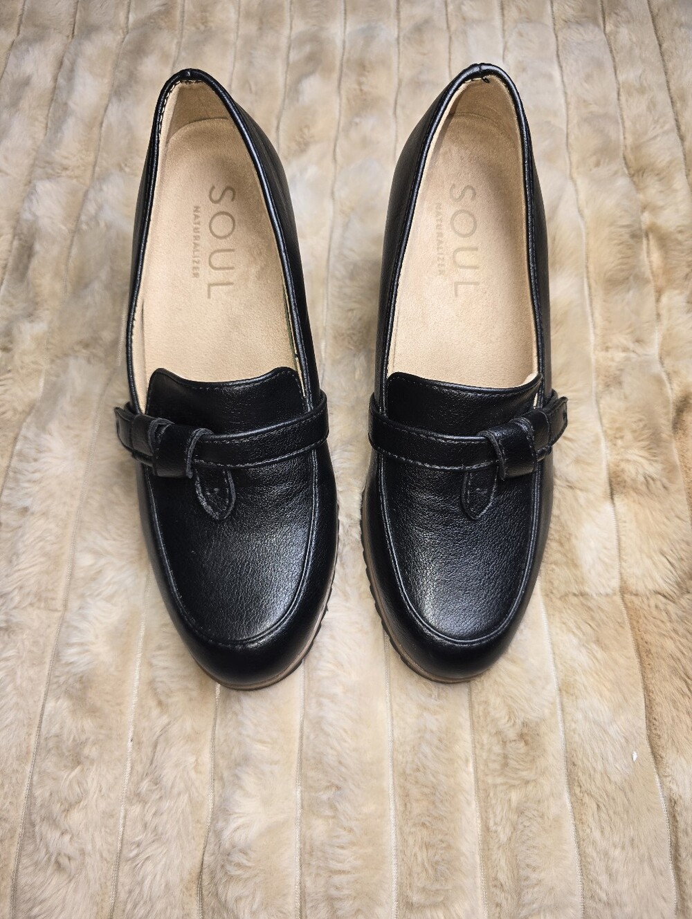 SOUL Naturalizer Black Achieve Wedge Loafer Size 6M Comfort Platform Slip On